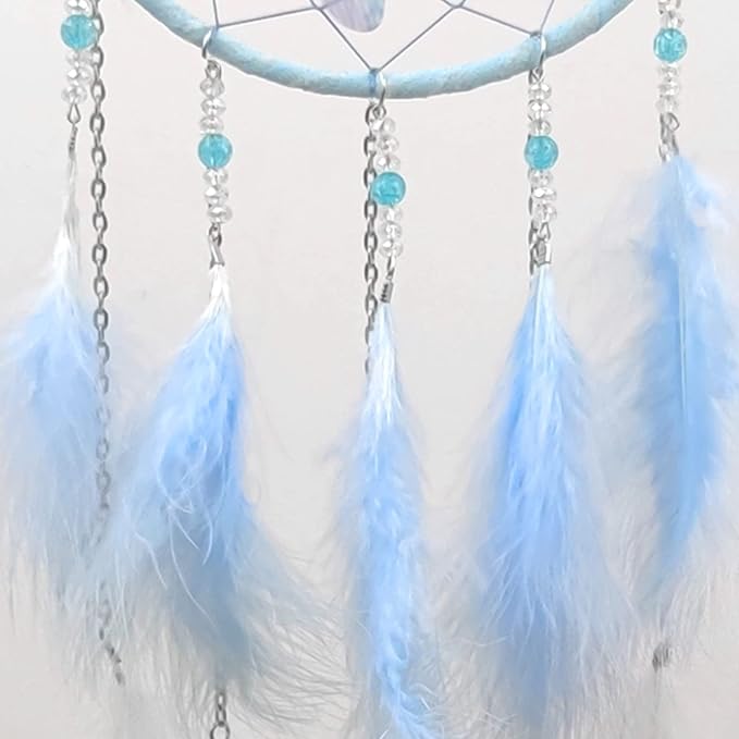 Blue Butterflies Dream Catcher Handmade Colorful Feather Dream Catchers Wall Decoration for Girls Kids ，Beautiful Wall Art. Great Decoration for Bedroom,Baby Tent,Sitting Room,Balcony,Party.