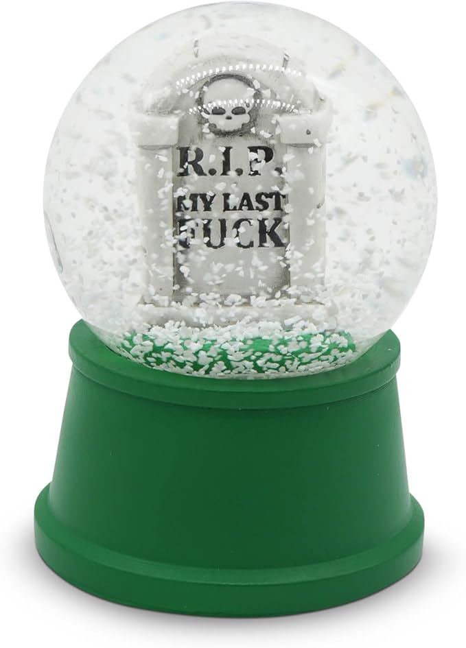 Funny Novelty Snow Globe – Quirky Mini Desk Gift for Office, Home, or Holiday – Unique Collectible Gag Gift for Friends and Coworkers - Tombstone