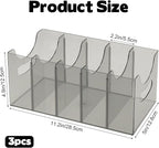 3 Pack Acrylic Belt Organizer Clear Stackable Belt Storage Holder Purse Organizer for Closet - 5 Compartments with Removable Dividers,Display Case Pantry Cabinet Organizers for Ties,Socks,Grey