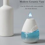 CEMABT White Ceramic Vase Set - 4 Small Unique Flower Vases for Centerpieces, Modern Home Decor