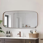 ANDY STAR Brushed Bronze Bathroom Mirror, 24x48 Oblong Mirror with Stainless Steel Metal Frame, Oval Vanity Mirror for Over Sink, Modern Anti Rust Wall Mounted