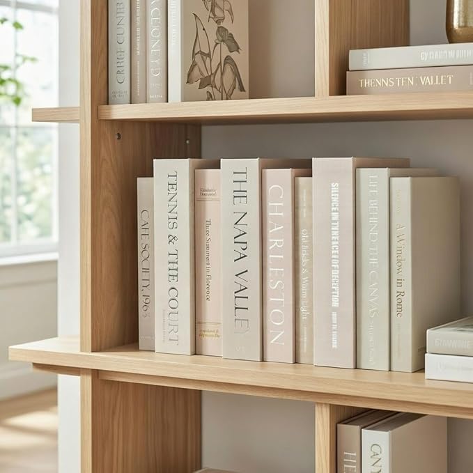 9 Faux Books Neutral - Decorative Box with Hidden Storage, Neutral Home Accessory, Bookshelf Accent, Coffee Table Book, Home Staging Accessory, Paper Wrapped Books