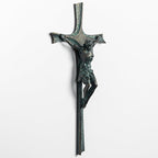 ShineOnAngel Crucifix Wall Cross, 12 Inch Bronze Patina Wall Crucifix Modern Home Decor, Hand Painted Resin Antique Style Jesus Cross for Wall Religious Housewarming Gifts