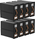 8 Pack Foldable Bed Sheets Set Organizers and Storage(King & Queen Size),Linen Fabric Closet Organizers with Window,Folding Bedding Storage Box for Bedsheets and Pillow Cube Organizer-Black