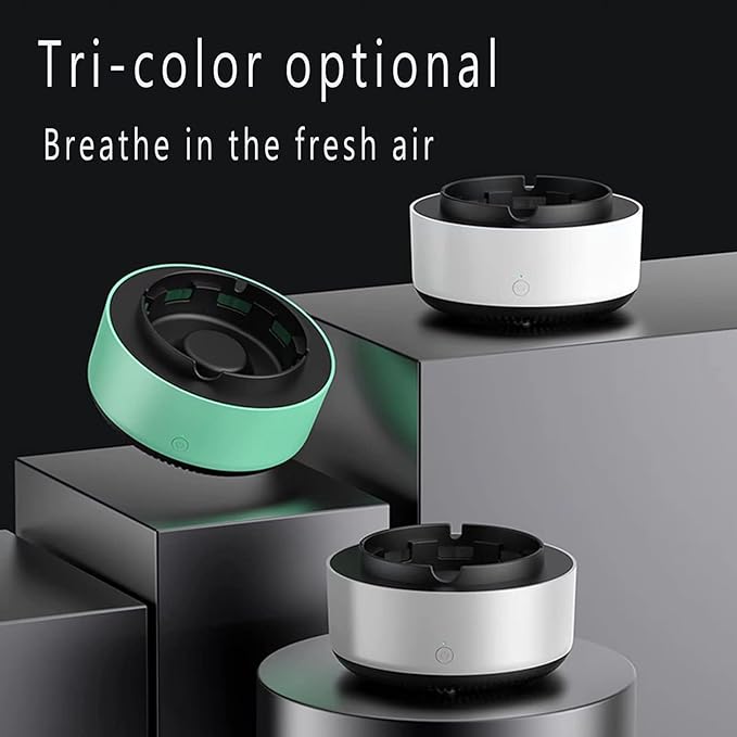 2 in 1 Air Purifier Ashtray Multifunctional Smokeless with Filter,Ashtrays for Cigarettes for Home Indoor Car Office(Green)