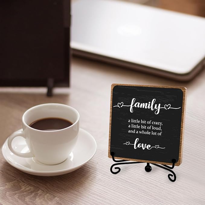 Farmhouse Decor Sign, Home Plaque Wooden with Stand, Housewarming Gifts for Women Men Family, Table Desk Cubicles Accessories for Living Room Bedroom Home Decorations