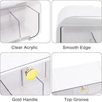 Socks Underwear Drawer Organizer, 5 Cell Compartments Acrylic Wall Mount Storage Boxes, Self-Adhesive Switchable Drawer Organizer for Socks, Lingerie, Ties, Cosmetic, Kitchen Spice(White)