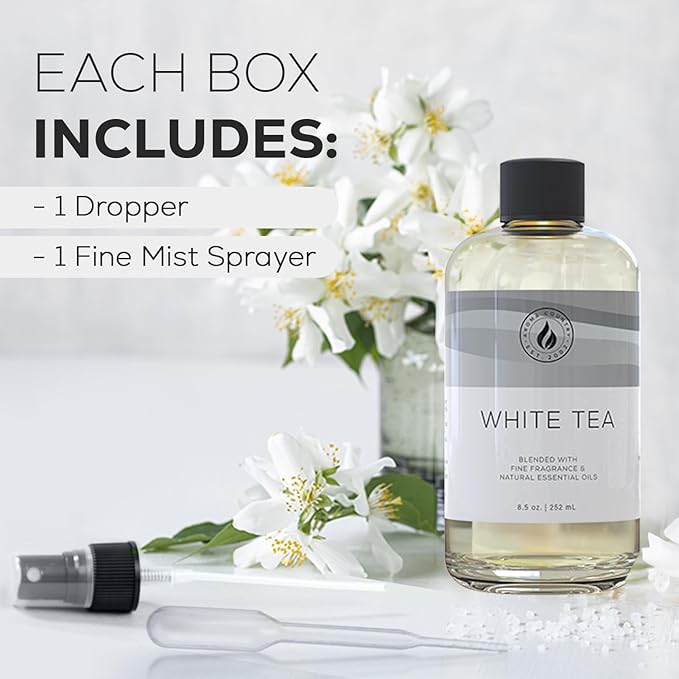 Aroma Country White Tea Diffuser Oil - Luxury Essential Oils for Diffuser Refill & Air Freshener Room Spray, Long-Lasting, Natural Fragrance and Hotel Scent for Diffusers & Machines (8.5 Fl Oz)