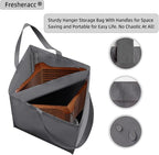 Clothes Hanger Organizer Holder for Space Saving, Fresheracc Hanger Triangle Storage Bag with Handles for Closet Tidier Laundry Rooms Wardrobe Drying Rack, Waterproof Container (Square Grey)