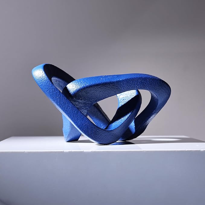 LCCCK Infinity Knot Sculpture Blue Knot Decor Object, Abstract Knick Knacks Coffee Table Modern Statue, Navy Blue Sculpture for Home Living Room Table Ornaments and TV Stand Bookshelf Decorative