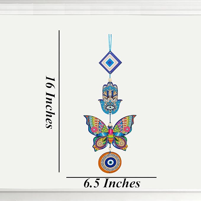 Decorative Bird Mobile Wall Hanging, Colorful Swallow Design with Flowers, Traditional Tattoo Style Art (Butterfly_Hanging_D_2)