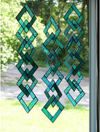 Unique Turquoise Stained Glass Suncatcher, Stained Glass Mobile, Window Hanging, Window Ornament, Wall Hanging, 5 "W x 18 "H, Art Suncatcher for Bedroom Home Decor