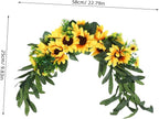 Artificial Sunflower Wreath Swag Decorative Fake Flower Garland for Front Door Wall Hanging Floral Decor for Home Wedding and Special Occasions