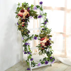 Firlar Artificial Wedding Arch Flowers Kit, 2 Pcs Decorative Floral Swag with Red Rose, Pink Peony and Eucalyptus Leaves Fake Peony Garland Wreath for Wedding Chair Party Ceremony Backdrop Decor