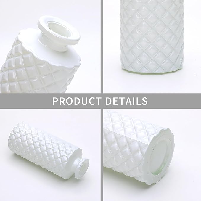 Brajttt Glass Bud Vase Set in Bulk, 9pcs Mini Vintage Flower Vases for Wedding,White Relief Vase for Centerpieces,Home Table Flower Decor, Party Decorations
