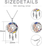 Dream Catcher Crystal Pendant Flower Urn Necklace Jewelry 925 Sterling Silver Keepsake Cremation Necklaces for Human Pet Ashes for Women