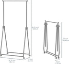 Whitmor Foldable Garment Rack - Rolling Clothes Rack - Adjustable Height Garment Rack, Heavy Duty Foldable Clothes Rack with Adjustable Hanging Rod for Home Office- Dark Grey
