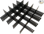 8pcs DIY Plastic Drawer Organizer Adjustable Drawer Dividers for Home Tidy Closet, Socks, Underwear, Office School Supplies, Kitchen Utensil Tools (Black)