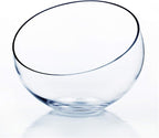 WGV Slant Cut Bowl Glass Vase, Width 9", Height 8.25", Clear Terrarium, Candy Dish, Fruit Jar, Floral Container for Wedding Party Event, Home Office Decor, 1 Piece