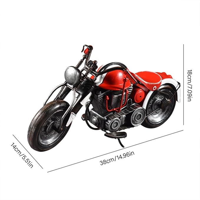 Vintage Motorcycle Model Decorative Collectible - Handmade Retro Iron Motorcycle Figurine Decor Art for Vintage Home Office Decor