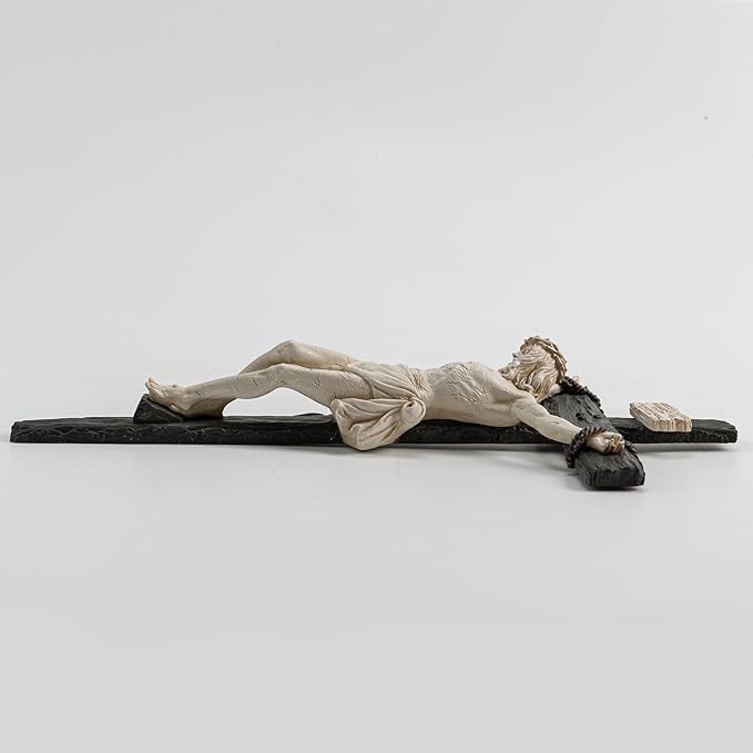 DevotedWalls 10" H Catholic Realistic Crucifix for Wall,Realistic Jesus Chirst Cross for Church,Chapels and Home Table,Altar Cross,Domestic Altar,Catholic Gift, Religious Gift,Lifelike Crucifixion Christ Wound for Meditation (Black and White)