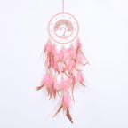 Pretty Jolly Pink Tree of Life Dream Catcher Wall Decor with Luminous Beads Handmade Crystal Stones Dreamcatchers Wall Hanging with Small Butterfly Pendant for Bedroom Wedding Party Wish Gift