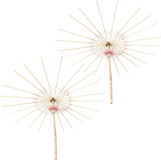 Classical Oil Paper Umbrellas Racks 2pcs Bamboo Stands for Wedding Dance