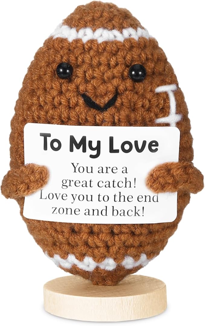 I Love You Gifts for Him,to My Love Handmade Crochet Football Doll Present for Him Her Boyfriend Girlfriend