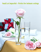 Glass Cylinder Bud Vases for Centerpieces – Set of 16 Handmade Clear Small Flower Vase 7.48 Inches Tall,Wedding Table Decor for Single Rose Vases Bulk,Small Vases Home Decor,Floreros,1 Brush