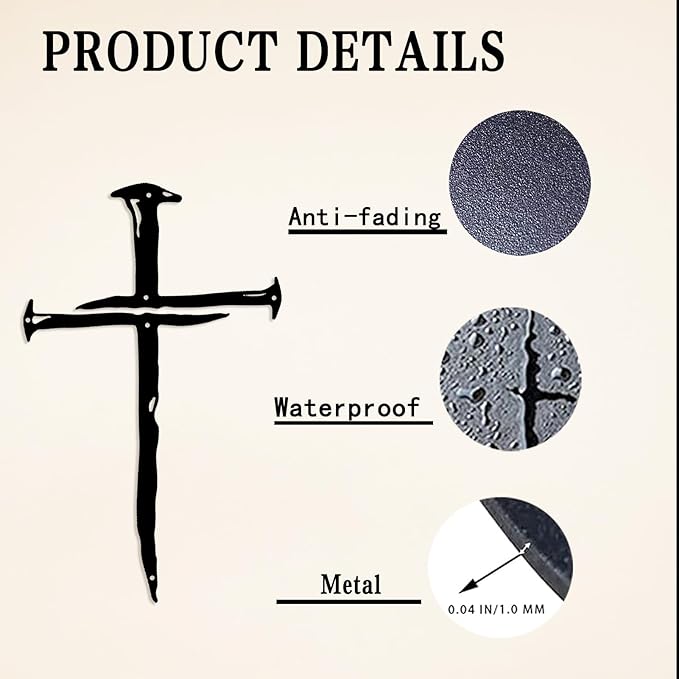 RESACO Wall Cross Jesus Crosses Wall Decor Religious Metal Wall Art Minimalist Decorations for Church Home Office Baptism Decor Gift for a Christian