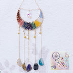 Crystal Stone Agate Ornament Natural Gem Tree of Life Moon Dream Catchers with Crystal 7 Chakra Gemstone Rainbow Catchers Color Natural Gem Agate Wall Hangings Room Dreamcatcher Decor (Multicolor)