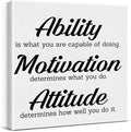 Inspirational Office Wall Decor, Motivational Plaques with Positive Sayings Canvas Painting Wall Art for Home Office Bathroom Decoration, Ability Sign Framed Posters Art Work Gift, 8 x 8 Inches