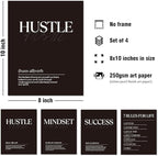 DSHFG Black Motivational Office Pictures Wall Decor Prints Set of 4, Black Motivational Wall Art Decor Tredny Posters Prints for Office Home Room Decor, 8x10 Unframed