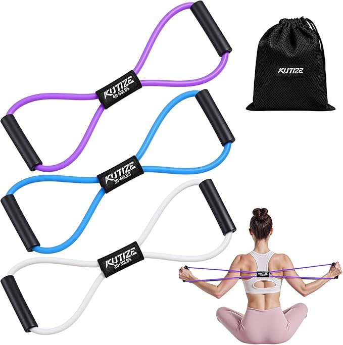Figure 8 Resistance Bands for Women Men, Exercise Bands with Handles, 8 Shaped Resistance Bands for Back, Arm, Chest & Shoulder Workout, Home Gym Equipment for Yoga, Pilates, Physical Therapy