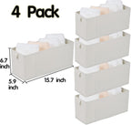 Narrow Fabric Storage Bins, 4 Pack Foldable Storage Baskets for Shelves, Decorative Linen Closet Organizers and Storage, Storage Box Container for Organizing Clothes Toy Pantry Wardrobe Closet