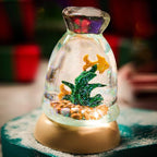Unique Goldfish Aquarium Snow Globe with Gift Wrapped Box - Decorative Glass Ball with Glitter Water Effect, Ideal for Housewarming & Birthday Gifts, Miniature Tabletop Decor