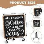 Toerifer Coffee Lover Gifts, Table Sign, Christian Decor, Rustic Wooden, 5x5 Inches