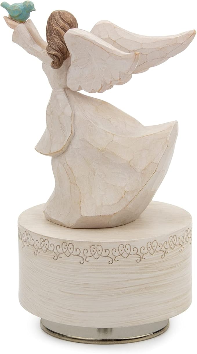 Music Box, Guardian Angel Musical Box Figurine Holding Dove, Sculpted Hand-Painted Music Boxes Figures Wind Up Angel Musical Boxes for Women Girls in Christmas Birthday Anniversary