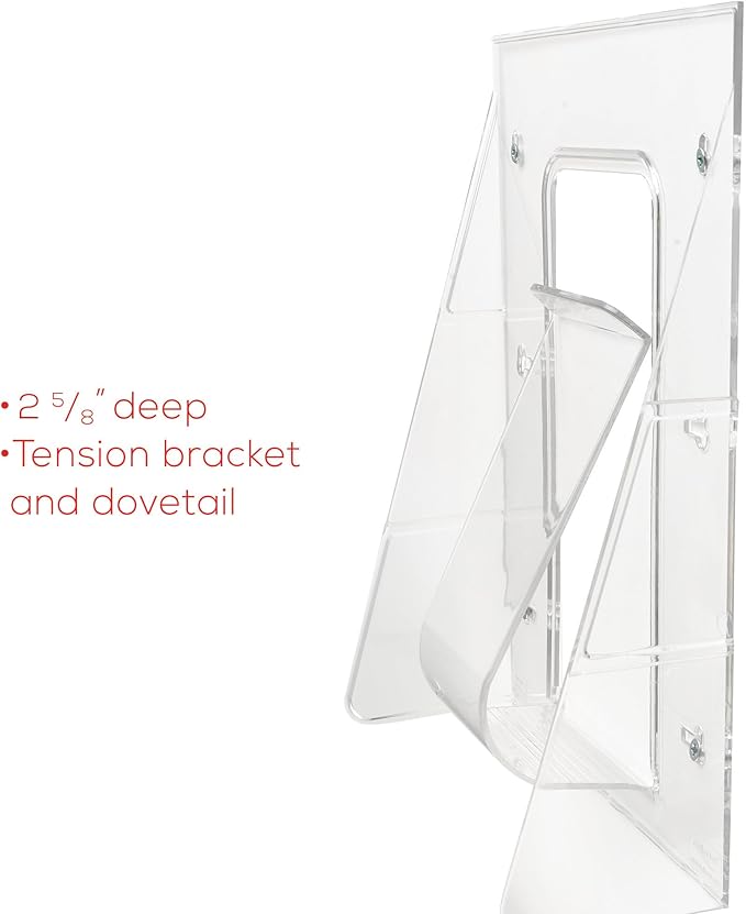 Deflecto Stand-Tall Wall Magazine Holder, Wall Mount Display, Break-Resistant Pocket, Clear, 9-1/8"W x 11-3/4"H x 2-3/4"D (55501)