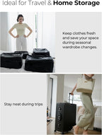 Vacuum Bags for Travel with Wireless Pump, 180° Open Zipper, IP67 Waterproof, Reusable Space Saver Compression Bags for Backpack, Suitcase, Home Storage(1 Pack + Pump)