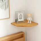 JiudunsKylight Corner Floating Shelf with Wire Hole, 11.2 Inch Wood Wall Shelf for Bedroom, Kitchen, Living Room Decor, Storage for Photos, Speakers (Oak, 1 Pack)