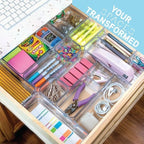 primebox Fifteen Pieces. Plastic Clear Drawer Organizers. Bathroom, Kitchen, Bedroom, Utensils, Office Organizer Bins, Storage Trays. Heavy Duty, Stackable 5 Sizes.