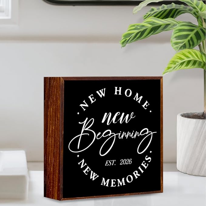 Home Sweet Home Sign Black Room Decor 2026 Housewarming Gifts Housewarming Party Decorations Wooden Box Sign Plaque for Living Room Bathroom Bedroom Shelf Desk Decor
