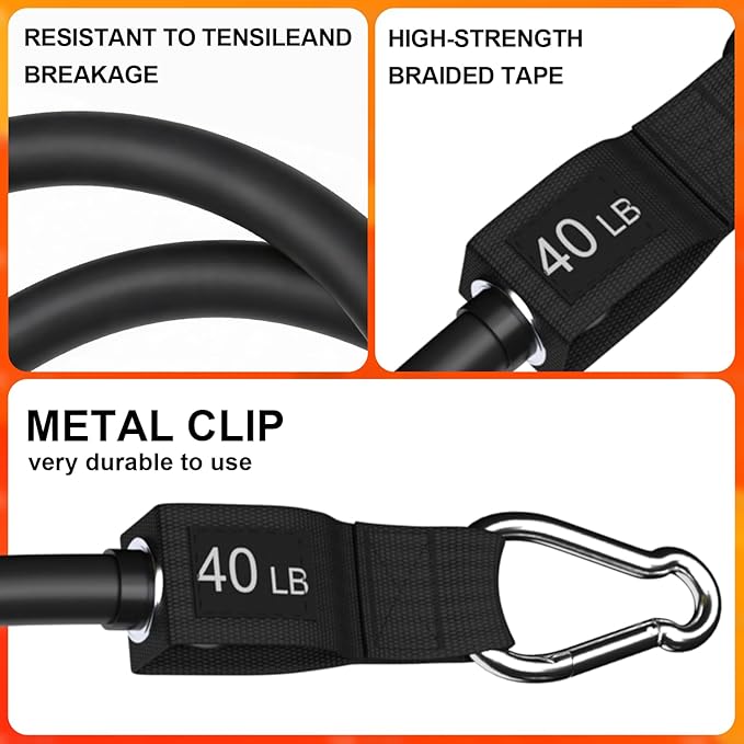 WHATAFIT Resistance Bands Set with Handles - Exercise Bands Home Gym Strength Training Equipment, Includes Door Anchor & Ankle Straps for Full Body Workout Bands, Physical Therapy - for Men and Women