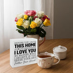 Before You Leave This Home Sign, Heartfelt Family Reminder & Wall Art, Always Remember Signs, I Love You Signs, Wooden Home Decor,Housewarming Gift, Box Sign Decor Tabletop, 5.1x5.1inches