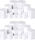 Jetec 24 Pcs Hexagonal Jewelry Display Risers Hexagonal Market Display Risers Stands Acrylic Showcase Acrylic Stand for Jewelry Model Figures Decoration, 6 Sizes (White)