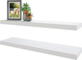 BAMEOS Floating Shelves, 31W x 8D Wall Mounted Display Shelves with Invisible Brackets, Set of 2 | Lightweight Décor Shelf for Bedroom, Living Room, Bathroom & Entryway White