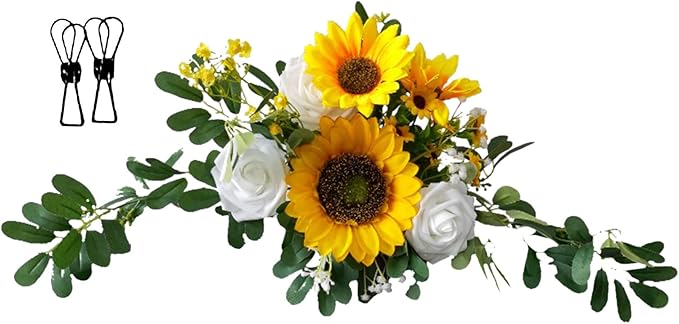 Wnvivi Artificial Flower Swag,Wedding Arch Flowers,Rose Swag Arch Swag Lintel Floral for Wedding Ceremony,Front Door,Centerpiece Decor-Yellow