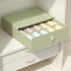Underwear Organizer Drawer, 10 Cells Plastic Panties Drawer, Stackable Closet Organizer, Storage Box for Bras, Socks, Snacks, Green