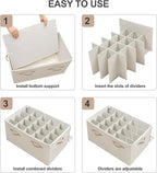 Shoe Organizer for Closet, Foldable Shoe Box with Adjustable Dividers and Clear Cover, Space Saving Shoe Storage Organizer Cabinet with Reinforced Handles, Fits 20 Pairs, Beige TP10Y